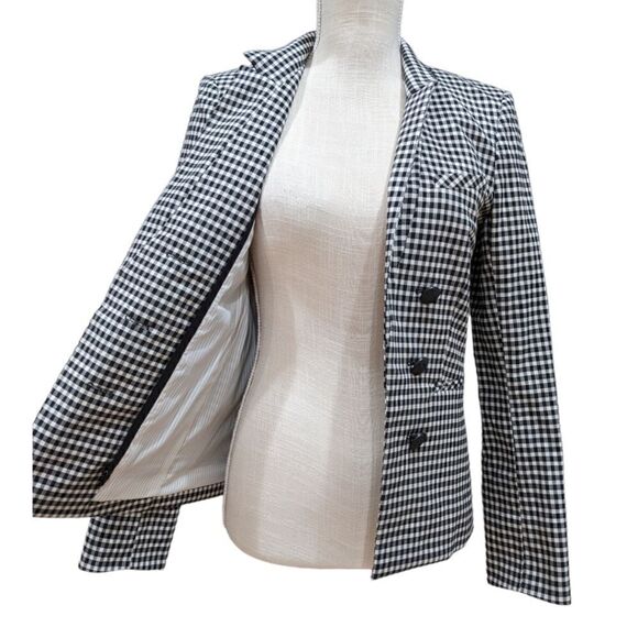 NWT Veronica Beard Cottage Gingham Large Lapel Jacket Black & White Plaid Size 4 - Picture 9 of 14